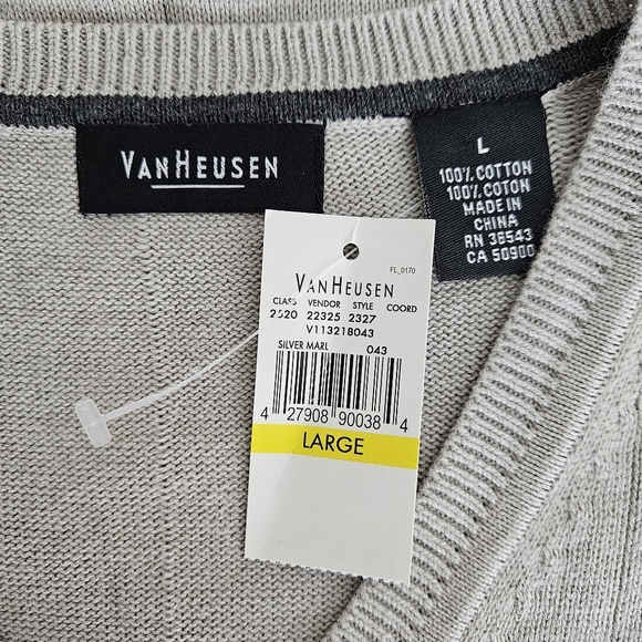 Van Heusen Sweater Vest Gray Sleeveless V Neck Lightweight Pullover Large - Picture 4 of 6